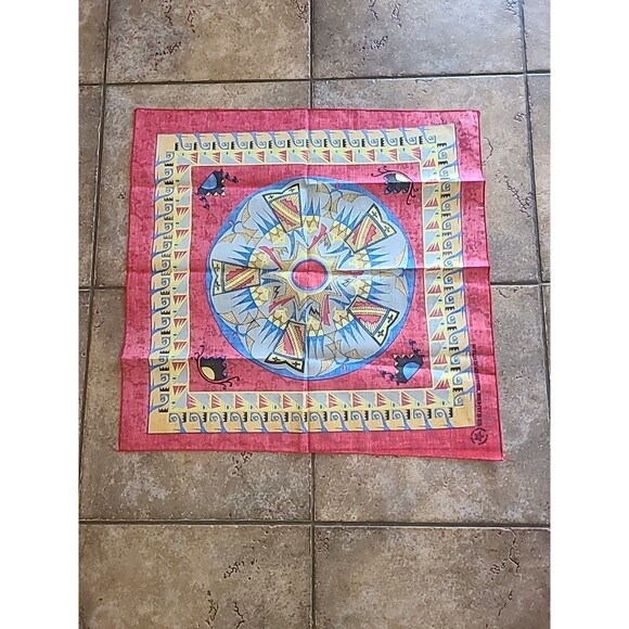 Vintage Hav A Hank Native American Red Tribal Bandana US RN #15187 Scarf Fashion - Picture 6 of 6